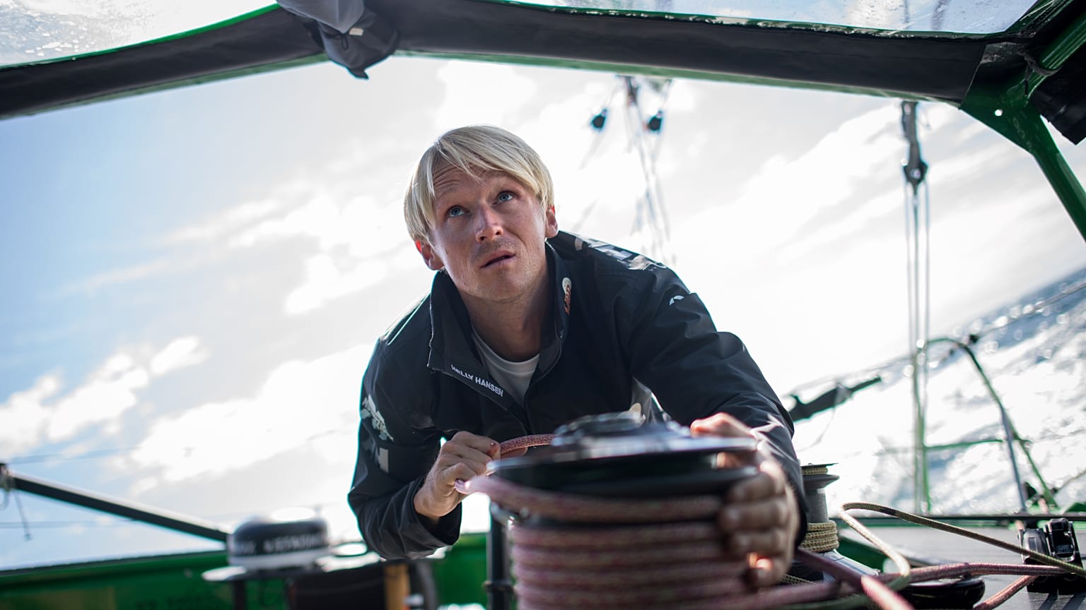 Le skipper Maxime Sorel lors de ses préparatifs pour le Vendée Globe, le 31/08/2020.