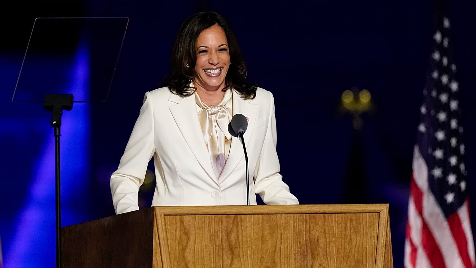 Kamala Harris la sera della vittoria elettorale