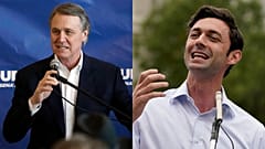 Senator David Perdue (Left) and Democratic challenger Jon Ossoff (Right)