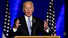 President-elect Joe Biden gives his victory speech on Saturday, November 7, 2020, in Wilmington, Delaware.