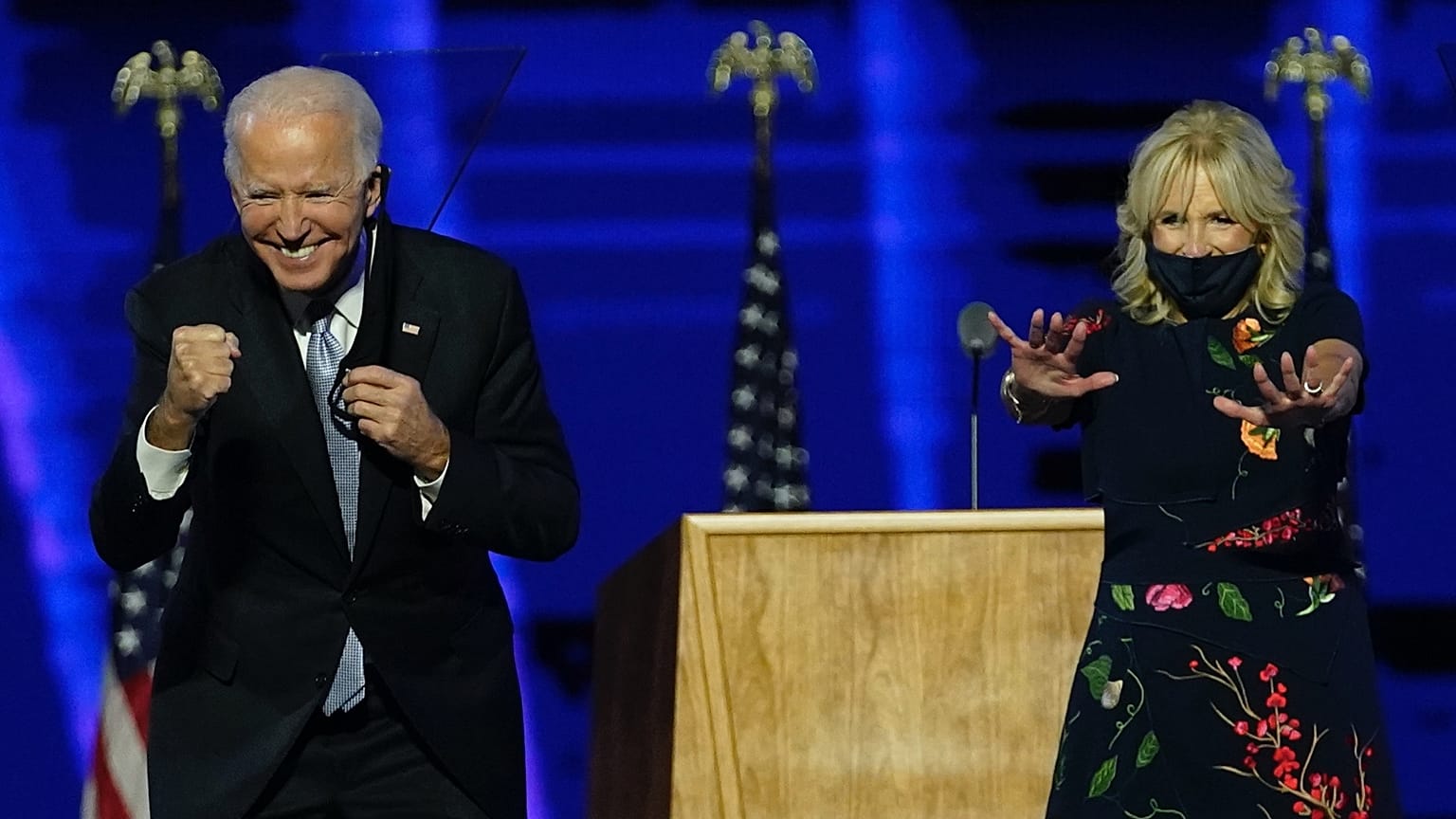 Joe Biden és felesége, Jill, megköszöni a támogatást Wilmingtonban, az eredményhirdetés után