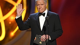 FILE - This May 5, 2019, file photo shows Alex Trebek gestures while presenting an award at the 46th annual Daytime Emmy Awards in Pasadena, Calif. 