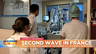 Medical workers assemble at Lyon hospital in France