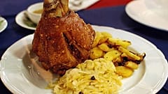 Perfect Schweinshaxe (Bavarian grilled pork knuckle) at the "Hofbräuhaus" restaurant in Chiang Mai, Thailand