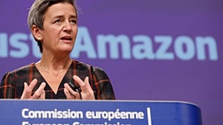 European Executive Vice-President Margrethe Vestager during a press conference regarding an antitrust case with Amazon in Brussels on Nov. 10, 2020.