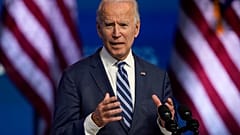 President-elect Joe Biden speaks Tuesday, Nov. 10, 2020, at The Queen theater in Wilmington, Del.