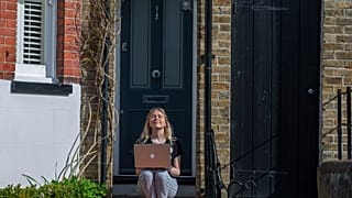 University student Piera Gerry moved back in with her parents during the first lockdown. Berkhamsted, England. April 5, 2020. 