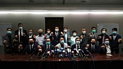 Die Pressekonferenz des Pro-Demokratie-Bündnisses in Hongkong