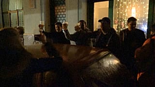 People drinking last glass of beer outside