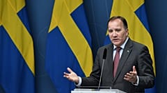 Stefan Lofven gives a news conference on new restrictions to curb the spread of the coronavirus pandemic, in Stockholm, Sweden, Wednesday Nov. 11, 2020