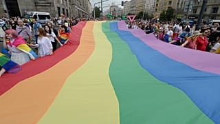 People take part in a gay pride parade in Warsaw, Poland, on Saturday, June 8, 2019.