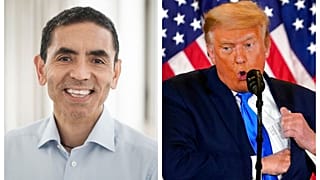 BioNTech CEO'su Prof. Dr. Uğur Şahin (solda), ABD Başkanı Donald Trump (sağda)