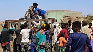 Ethiopians who fled the fighting, at a refugee camp in the Hamdait border area in Sudan