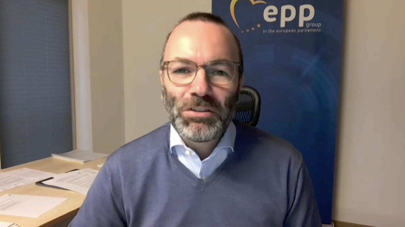 Manfred Weber, German head of EPP group in he European Parliament, talking to Euronews.
