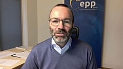Manfred Weber, German head of EPP group in he European Parliament, talking to Euronews.