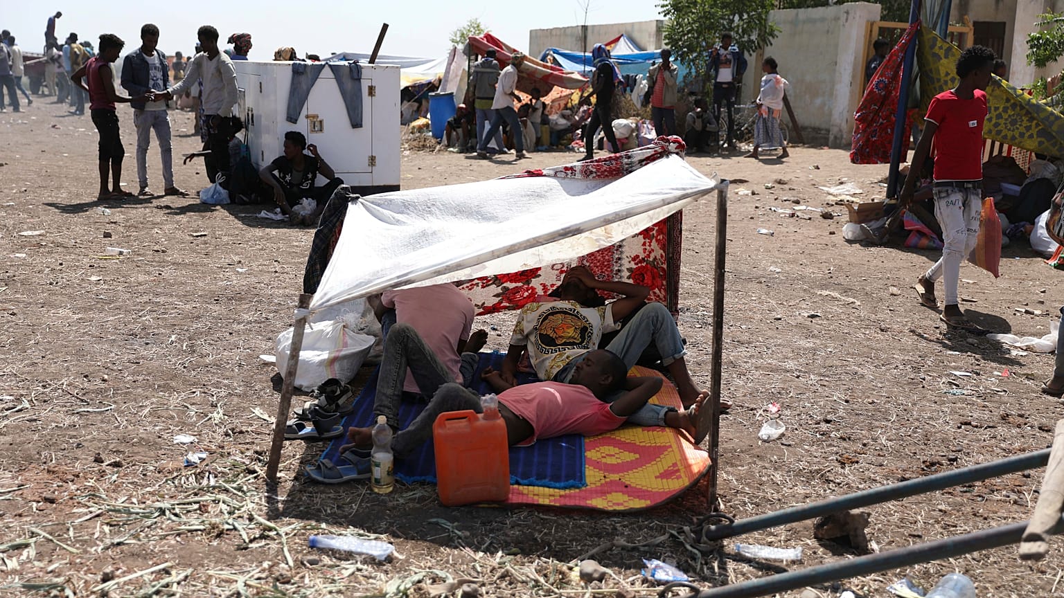 Refugees from Ethiopia's Tigray region at the UNCHR center at Hamdayet, Sudan, Nov. 14, 2020. Tigray's regional government has fired rockets at the neighboring Amhara region.