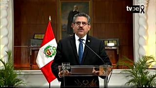 Manuel Merino durante su mensaje a la nación