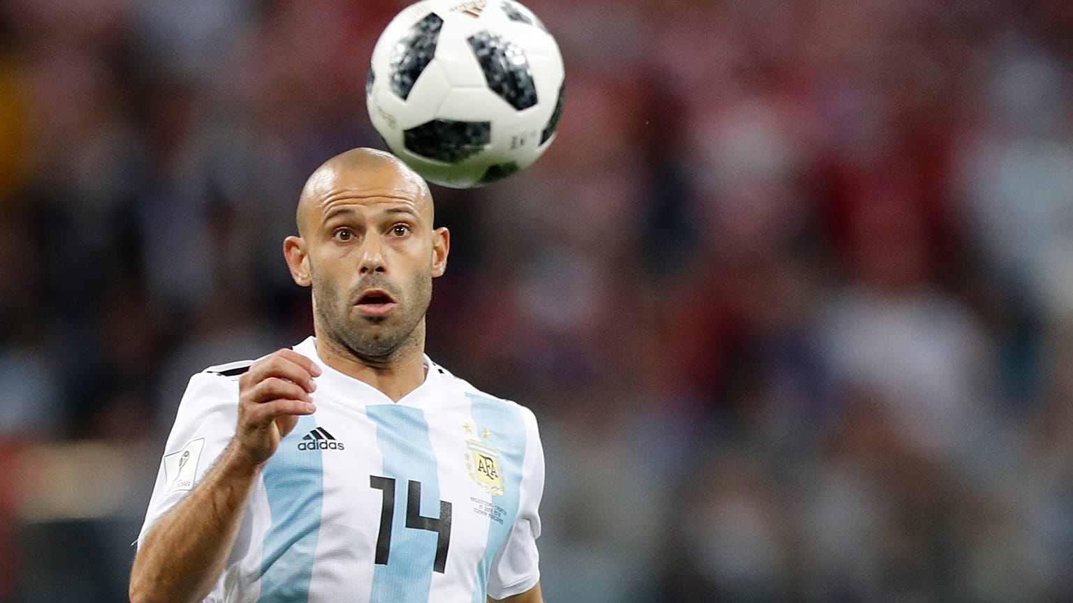 El jugar argentino Javier Mascherano en un partido de la Copa Mundial de Rusia en 2018. 