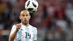 El jugar argentino Javier Mascherano en un partido de la Copa Mundial de Rusia en 2018. 