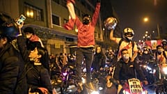 Manifestantes en Lima, Perú