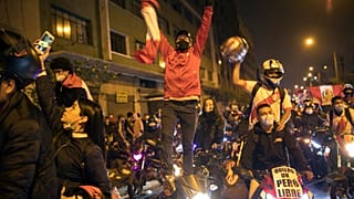 Manifestantes en Lima, Perú