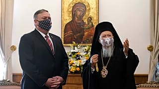 Secretary of State Mike Pompeo visits with Ecumenical Patriarch Bartholomew I