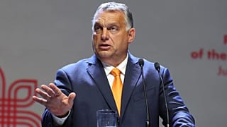 Orbán Viktor a visegrádi országok miniszterelnökeinek egyeztetésén tartott sajtótájékoztatón a lengyelországi Lublinban 2020. szeptember 11-én
