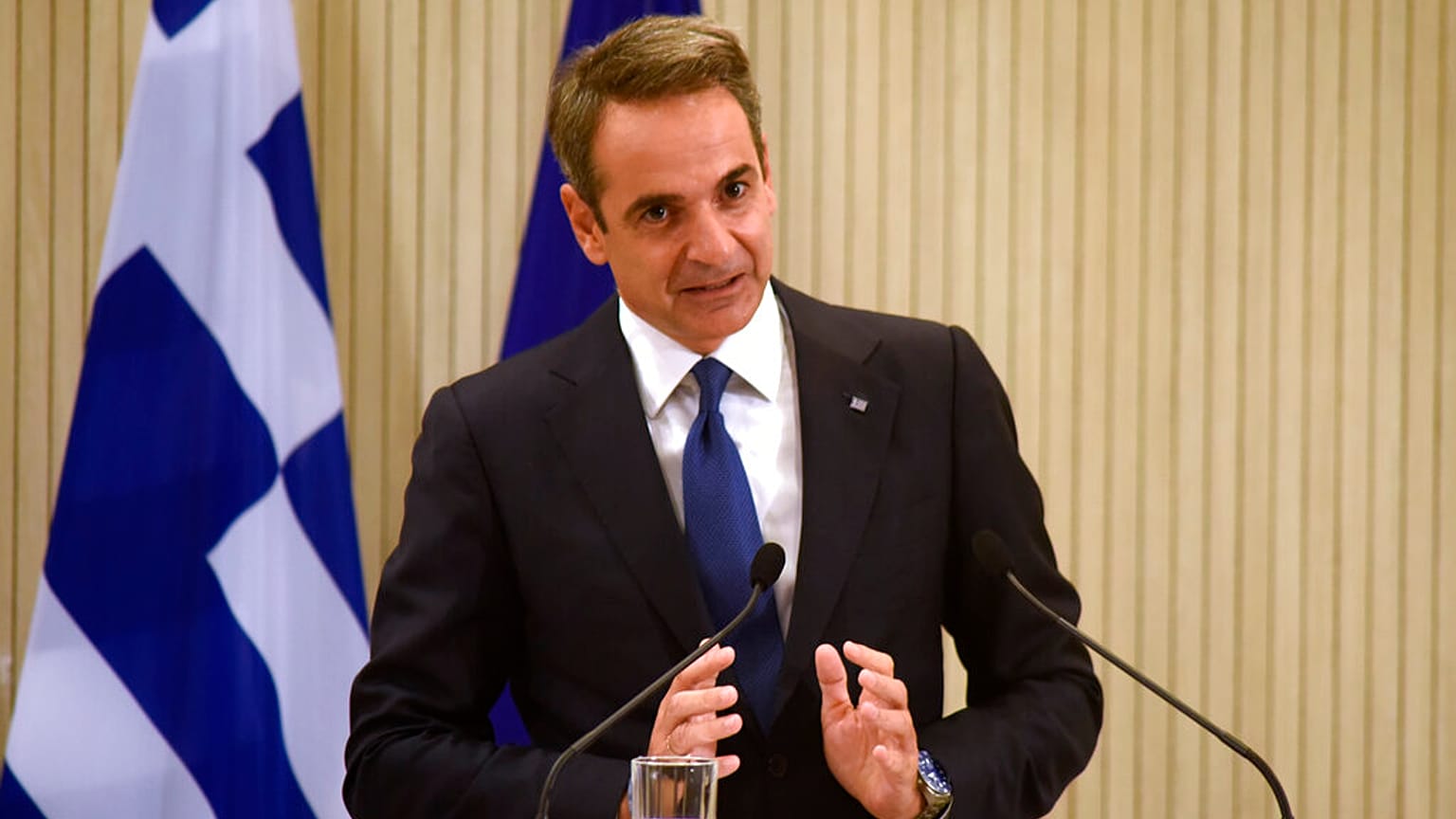 Greece's Prime Minister Kyriakos Mitsotakis