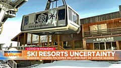 Ski lift in Alpine village of Courchevel