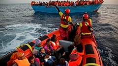 Rescue operation at the Mediterranean sea, about 13 miles north of Sabratha, Libya, 2016