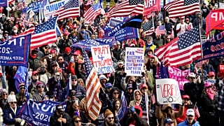 President Trump supporters rally at the Capitol building in Lansing, Michigan, Saturday, Nov. 14, 2020.