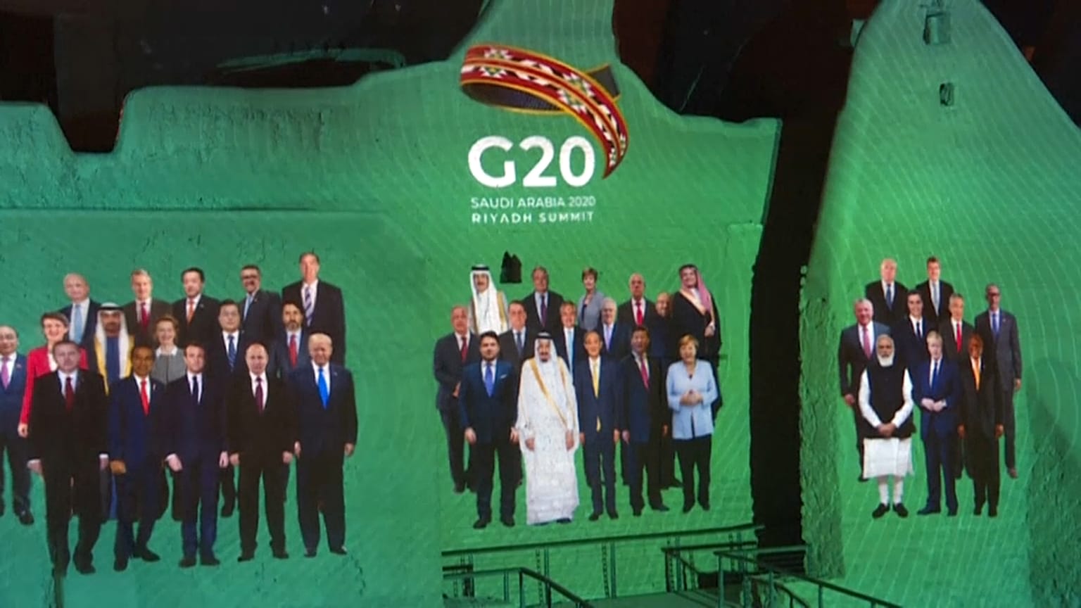 Los líderes del G20 en un montaje para recrear la tradicional foto del grupo. 