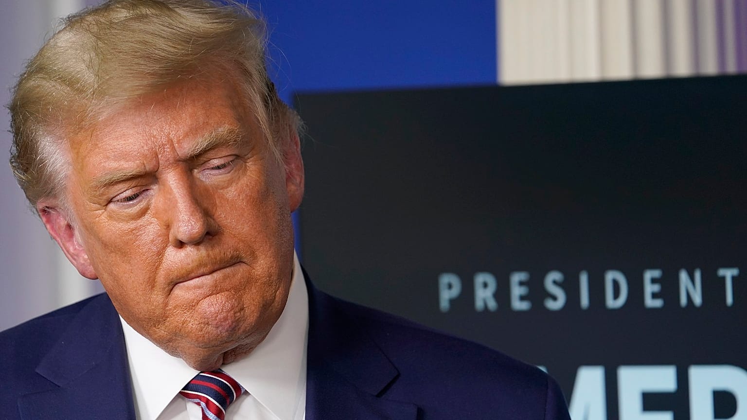 President Donald Trump listens during an event in the briefing room of the White House in Washington, Friday, November 20, 2020.
