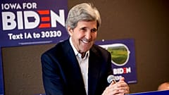 In this Jan. 9, 2020, file photo former Secretary of State John Kerry smiles while speaking at a campaign stop to support Democratic presidential candidate Joe Biden.