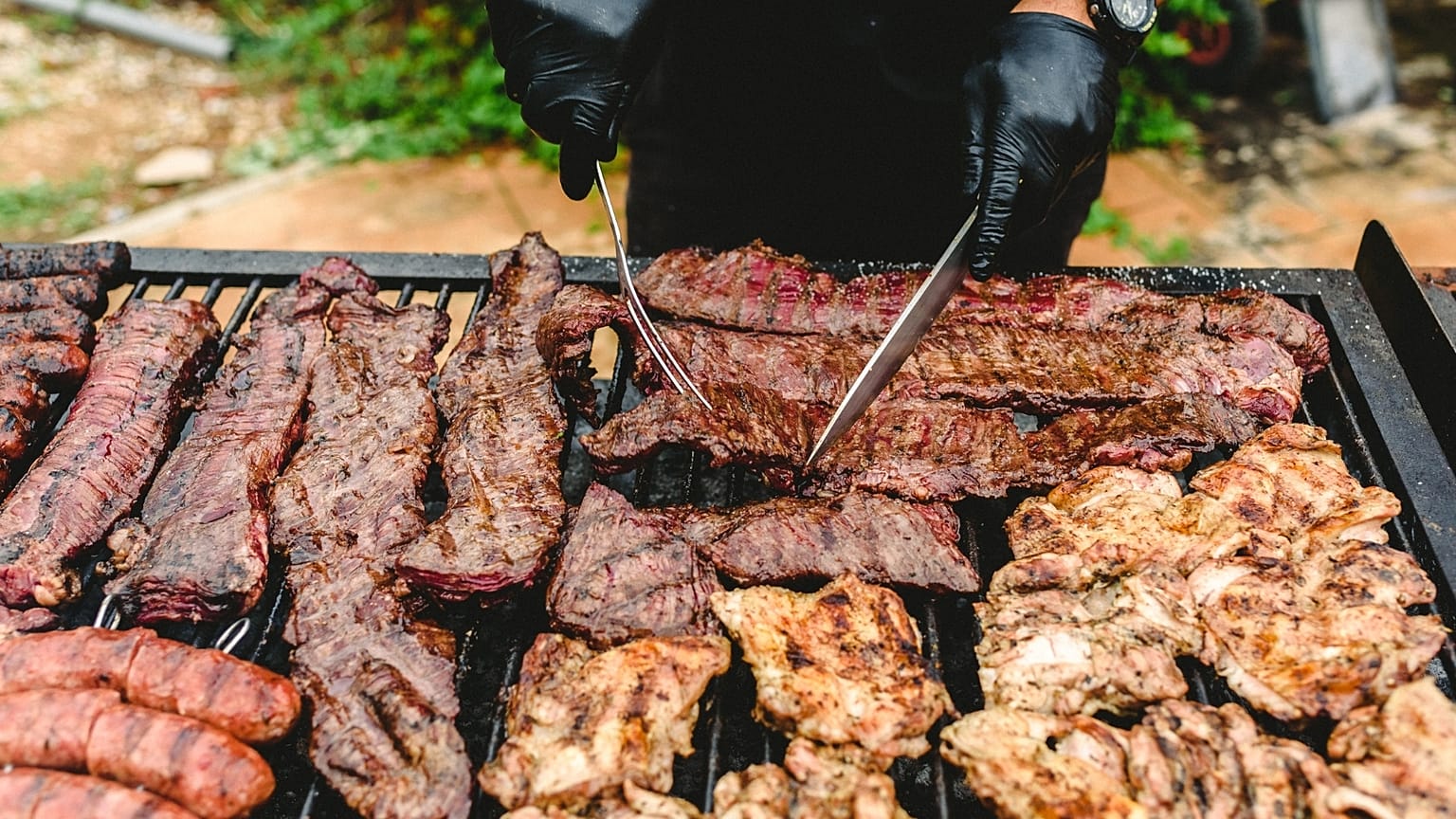 Beef and steaks on the barbecue