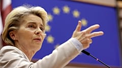 European Commission President Ursula von der Leyen speaks during a plenary session at the European Parliament in Brussels, Wednesday, Nov. 25, 2020.