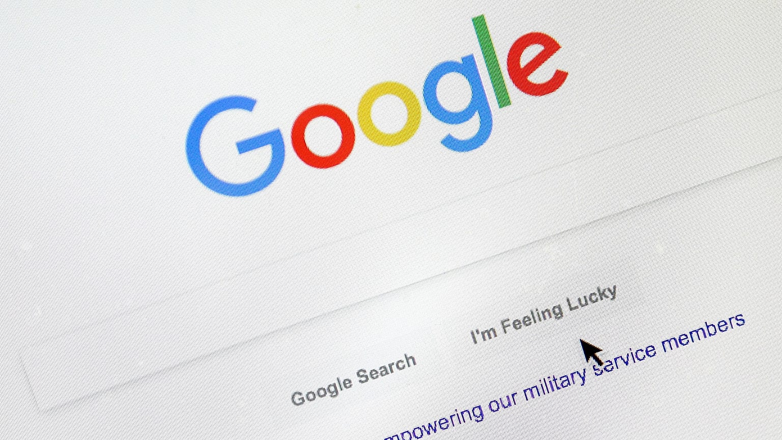 Google's search engine page.
