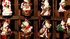 Designs of blown-glass Christmas tree decorations on display at the Silverado manufacture in Jozefow, near Warsaw, Poland in December 2017.