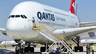Un Airbus A-380 de Quantas en un aeropuerto californiano (archivo)