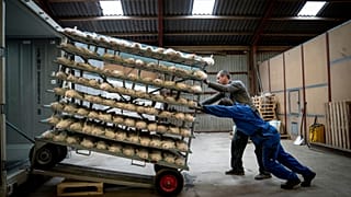 Nov. 6, 2020 file photo, Henrik Nordgaard Hansen and Ann-Mona Kulsoe Larsen kill their herd, which consists of 3000 mother minks and their cubs, on their farm near Naestved, D