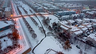 Der erste Schnee der Saison in Frankfurt
