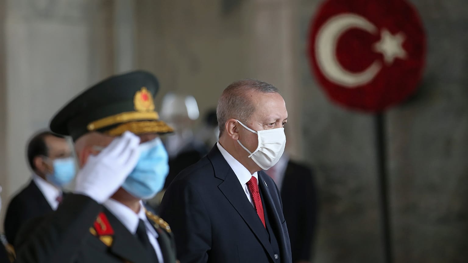 Le président turc Erdogan au mausolée d'Ataturk, le 29 octobre 2020.
