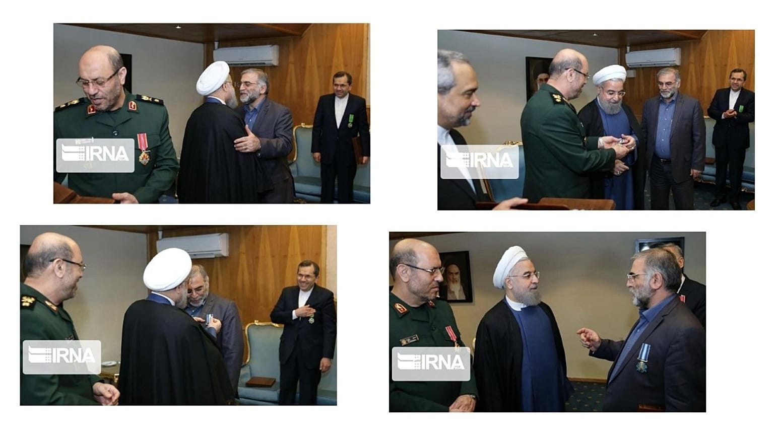 اهدای نشان خدمت دولت ایران به محسن فخری‌زاده در سال ۱۳۹۴