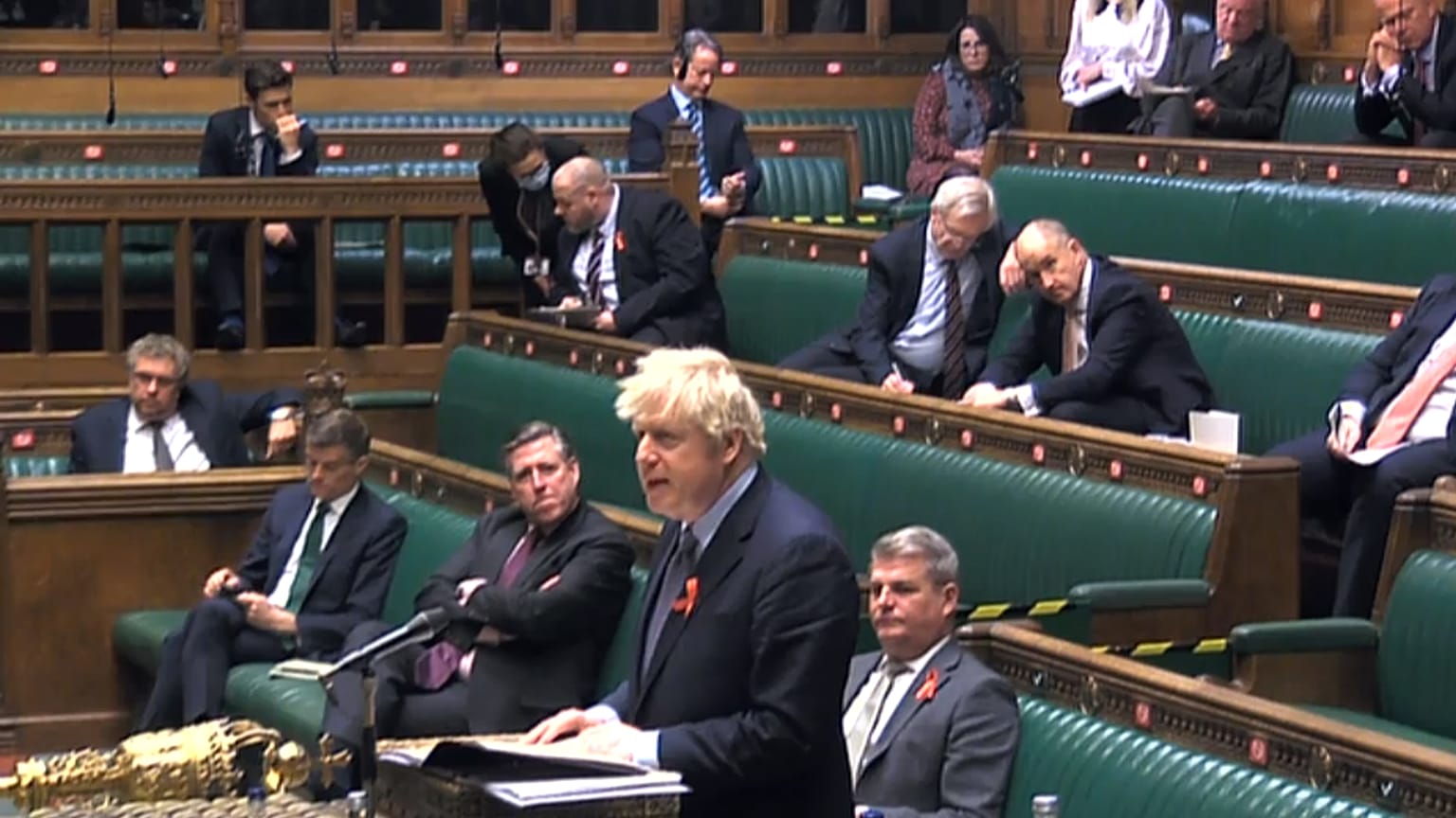 Britain's Prime Minister Boris Johnson opening a parliamentary debate ahead of a vote on government proposals for stricter COVID-19 tiers across England, December 1, 2020. 