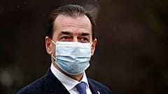 Romanian Prime Minister Ludovic Orban, walks on the Promenade Marie de Roumanie in Paris, Tuesday, Oct. 27, 2020. 