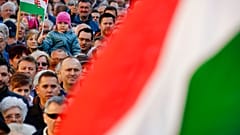 Fidesz party supporters in Szekesfehervar, Hungary, Friday, April 6, 2018.