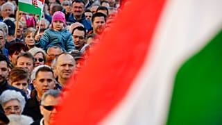 Fidesz party supporters in Szekesfehervar, Hungary, Friday, April 6, 2018.