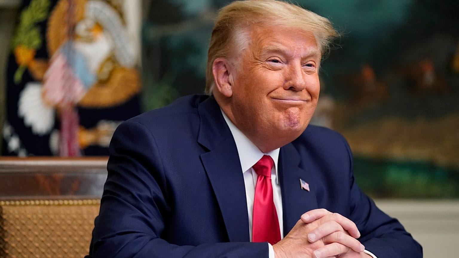 Donald Trump en visioconférence à la Maison Blanche lors de la fête de Thanksgiving, le 26 novembre 2020