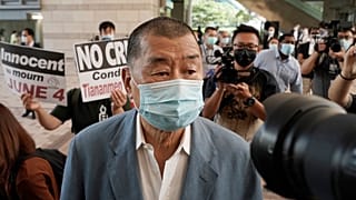 n this Thursday, Oct. 15, 2020 photo, Jimmy Lai arrives at a court in Hong Kong.