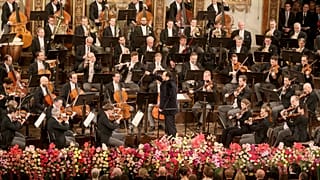 Latvian conductor Andris Nelsons conducts the Vienna Philharmonic Orchestra Jan. 1, 2020.